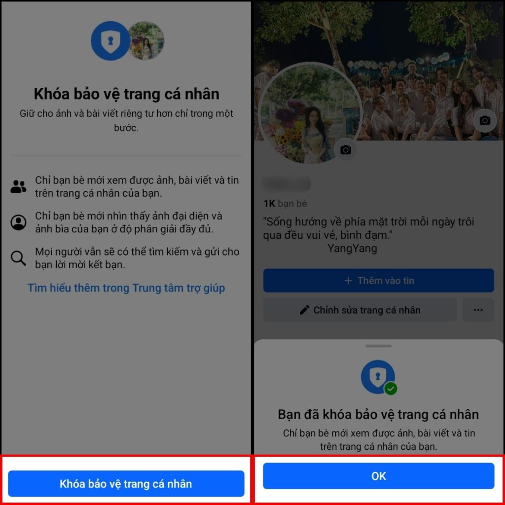 Cách khóa bảo vệ trang cá nhân iphone trên Facebook